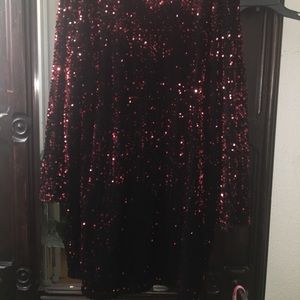 Plus Size Burgundy Sequin Party Dress